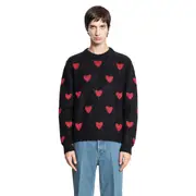 [VALENTINO] Heart Jacquard Mohair And Lurex Jumper Black