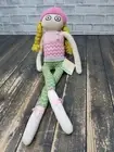 Pottery Barn Kids Blue Knit Girl Plush Ellie Striped Sweater Toy Pink Green