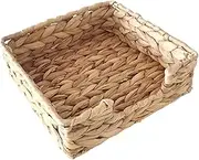 Rectangle Rattan Tray,Wicker Basket 8.7x8.7x2.8 Wicker Trays, Water Hyacinth Bathroom Tray, Portable Woven Basket for Coffee Table Home Decor