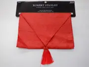ROBERT STANLEY RED SHIMMER FAUX SILK W/TASSELS TABLE RUNNER 72" X 13" NEW #22197