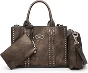 [Dasein] Women Vegan Leather Handbags Fashion Satchel Bags Shoulder Purses Top Handle Work Bags 3pcs Set