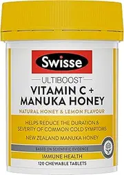 Swisse Ultiboost Vitamin C + Manuka Honey - Supports Healthy Immune Function - 120 Tablets