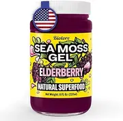 Biolore Sea Moss Gel Elderberry Made in USA Raw Wildcrafted Irish Seamoss Essential Vitamins Trace Minerals Vegan Superfood, Jam, Jelly & Sweet Spread Gifts (Elderberry 8OZ)