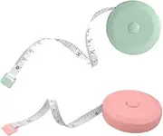 2 Pack Soft Automatic Retractable Tape Measure.60inch/150cm Body Waist,Tailor Sewing Craft, Cloth Fabric Measurement Digital Tape,Mini Collectible Pocket Kids Measuring Tape Tool(Green Pink)