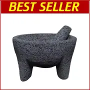 Authentic 8.6-Inch Lava Stone Molcajete Mortar for Spice and Salsa Grinding