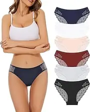 [POWER FLOWER] Womens Multipack Cotton and Lace Hipster Panties Low Rise Full Briefs Italian Design Underwear S-XL