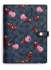 Coach Notebook Cherry Print Signature Canvas - Denim & Red *NWT*