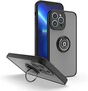 [Cavor] Case for iPhone 14 Pro Max (6.7") Soft Slim Fit TPU Case PC Bumper 360° Rotation Ring Holder Kickstand Phone Cases [Work with Magnetic Car Mount] Shockproof Protective Cover-Black
