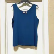 NWT Chicos Womens Tank Top 16 Indigo Blue Sleeveless Top Stretchy