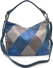 [XingChen] Hobo Bags for Women Patchwork Color Faux Leather Large Purses and Handbags Hobo Purse with Tassel