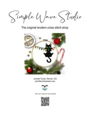 Christmas Black Cat Hanging from Lights Counted Cross Stitch Pattern Leaflet