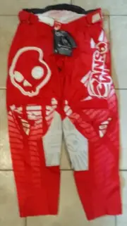 SkullCandy Answer Red & White Motocross Pants Size 28 Adult Brand New