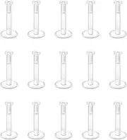[vcmart] 15pcs Clear Lip Bars Labret Studs Retainers 16G Push in Plastic Flat Helix Tragus Stud 6-12mm Bioflex Flexible
