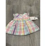 NWT Chaps Dress Plaid Pastels 3 Month
