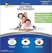 California King Mattress Protector Bedbug Waterproof Zippered Cover - Deep Pocket Fits up to 20" Depth - Hypoallergenic Premium Quality Encasement Protects Against Dust White