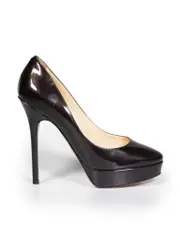Brown Metallic Patent Platform Pumps