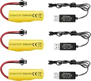 3PCS 3.7V 1000mAh Li-ion Battery with USB Charging Cable for TB202 TB201 TM201 TM202 TC141 DE35 DE38 DE40 DE50 DE84 S767 SL-356A 1220A RC Stunt Car RC Remote Control Toy Car RC Rolling Car Battery