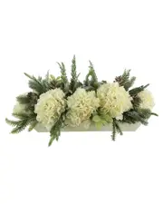 Creative Displays Flocked Evergreen Christmas Centerpiece with Hydrangeas
