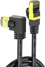 Right Angle Cat 8 Ethernet Cable, Faster Than Cat6 /Cat7 Cables, tunghey High Speed 26AWG Internet Cord, Shielded Direct Burial RJ45 Network Cable,Weatherproof&UV Resistant (Left Right Angle 3m)