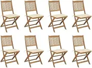 Folding Outdoor Chairs with Cushions 8 pcs Solid Wood Acacia Patio Chair