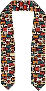 [WURTON] Cat Print Unisex Adult Graduation Stole Class Of 2024 Polyester Shawl Stole With Trim Honor