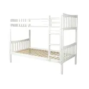 Design Square Wooden Timber Solid Pine King Single Size Bunk Bed Frame - White