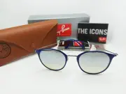 NEW Authentic Ray Ban Round Sunglasses RB3546 90109U 49 Blue / Silver Mirror
