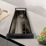 Kitchen Sink Drainer Tray Stainless Steel Washing Colander Strainer Basket Brushed Gunmetal Black 440x190mm