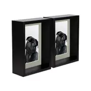 Nicola Spring 5" x 7" Black 3D Deep Box Photo Frames - 4" x 6" Mount - Pack of 2