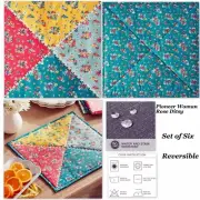 Pioneer Woman Placemat Set of 6 Quilted Rose Ditsy 15 inch Square Cotton