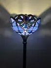 Tiffany Style Torch Floor Lamp Baroque Style Lavender Blue Stained Glass H66"