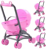 4pcs Doll Toy Plastic Simulation Mini Carriage Toy Doll Stroller Ornaments for Boys and Girls