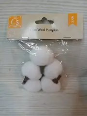 New Set of 5 MINI Fall White Wool Pumpkins Tabletop Decor Vase Filler Crafts
