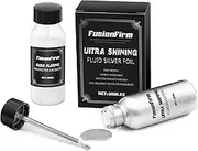 Liquid Silver Leaf Paint Set, Alcohol-Based Metallic Silver Paint, Ultra Shiny Silver Leaf Paint with Varnish, Quick-drying silver-plated paint for Crafts, DIY, and Resin Projects, 2 pcs x 30ml
