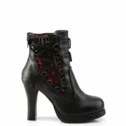Demonia Crypto-51 Black & Red Lace Heel Boots • Ships in 2-4 Weeks • Gothic