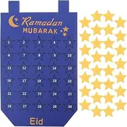 [LUOZZY] Felt Ramadan Calendar 2023 Ramadan Advent Calendar Mubarak Hanging Advent Calendar Eid Calendar Countdown Calendar - Blue