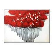 Framed Oil Painting Hand Painted Abstract Modern Animals Canva - Birds (122cm x 91cm)
