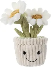 Soft Daisy Plant Plush Toy, Stuffed Green Pot, Kawaii Plushie for Kids 10 Inches
