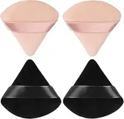 4 Pieces Triangle Makeup Sponge, Soft Velour Puffs for Loose Powder, Setting, Body, Foundation - Powder Puff Makeup Tool (Black Flesh)