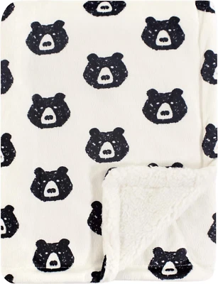 Yoga Sprout Mink Blanket with Sherpa Backing, Bear One Size,