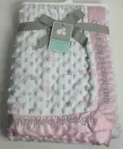 Just Born Thank Heaven For Little Girls Pink Grey White Stars Cloud Baby Blanket