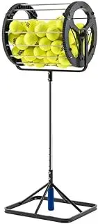 SPP Tennis Ball Retriever & Hopper Roller Stand - 80 Balls Capacity | Easy Ball Pickup, Durable Storage Trainer for Tennis Courts & Practice