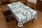 Grey & White Indien Hand Block Printed Cotton Tablecloth, Dining Table Cover