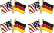 [Generic] Germany Crossed Double Flag Lapel Pins Small Mini German Friendship Pin Badge Pack of 4, Alloy Steel, no