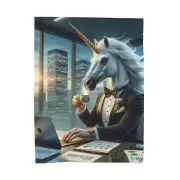 Velveteen Plush Blanket Unicorn Espresso Tuxedo Business Man Funny Quirky Decor
