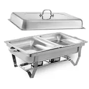 OZNALA 9L 4.5Lx2 Multi Stainless Steel Bain Marie Chafing Dish Buffet Food Warmer Square