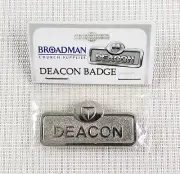 Broadman Deacon Badge Lapel Pin with Magnetic Back Silver Tone Metal NEW Sealed