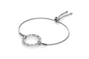 White Gold Pave Set Circle Slider Bracelet Embellished With SWAROVSKI Crystals