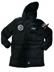 Alpha Industries MAN ON THE MOON N-3B QUILTED PARKA Apollo Black Jacket Hoodie L