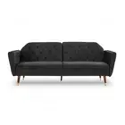 Faux Velvet Sofa Bed Couch Lounge Suite Futon Black